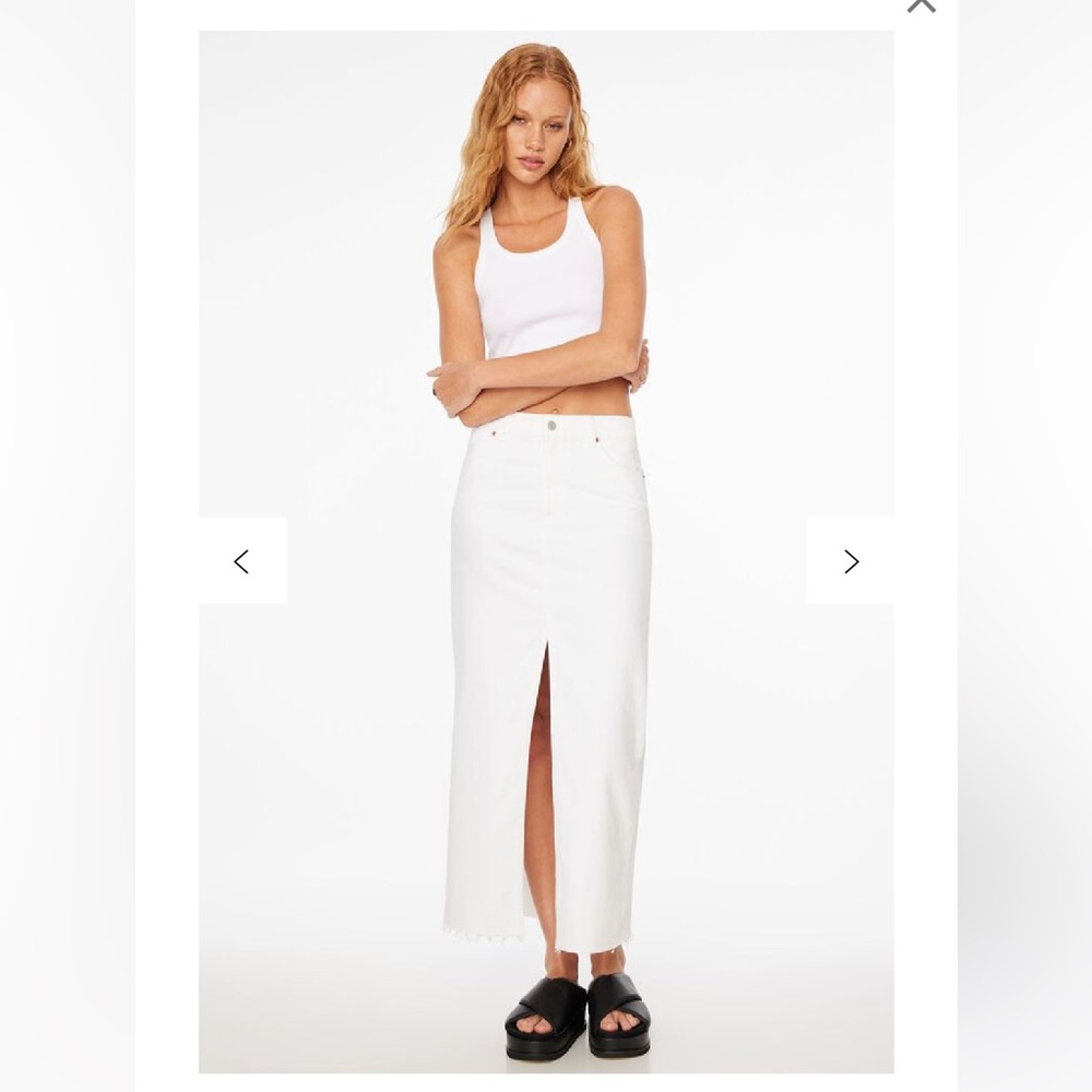 White maxi denim skirt